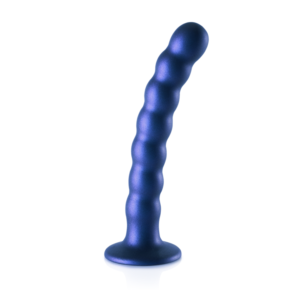 Ouch! by Shots Beaded Silicone G-Spot Dildo - 6.5'' / 16,5 cm - Metallic Blue