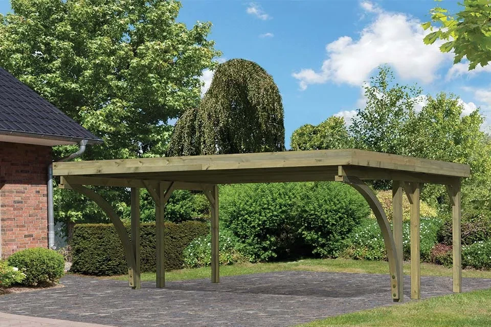 Karibu | Dubbele Carport Classic 1 | Variant C met Stalen Dakplaten