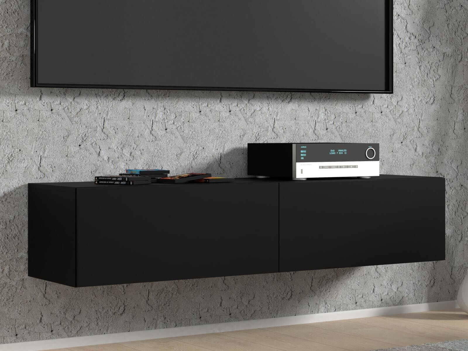 Tv-meubel BINTO 2 deuren 140 cm zwart/phanton zwart