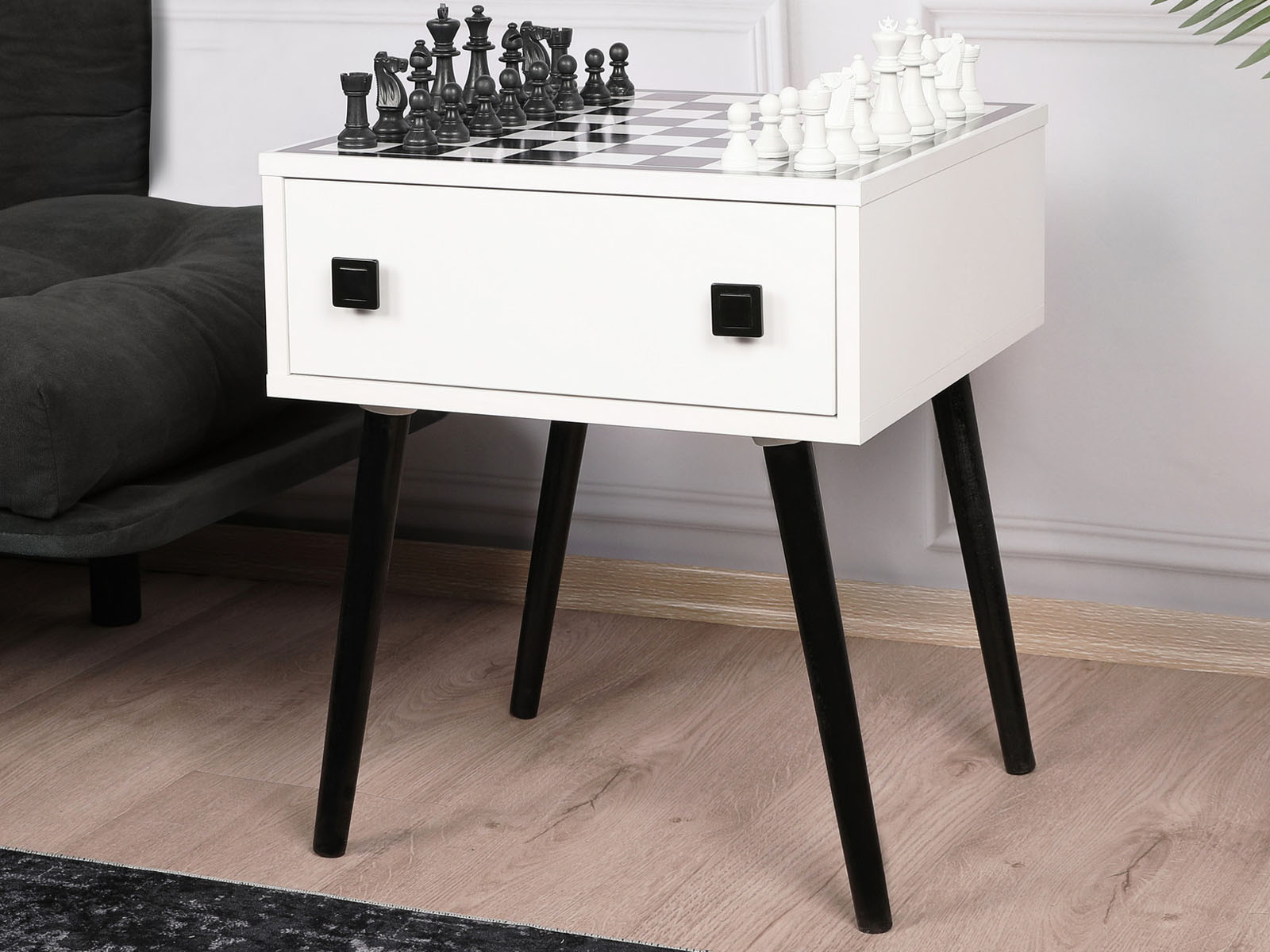 Schaaktafel KING 1 lade wit/zwart