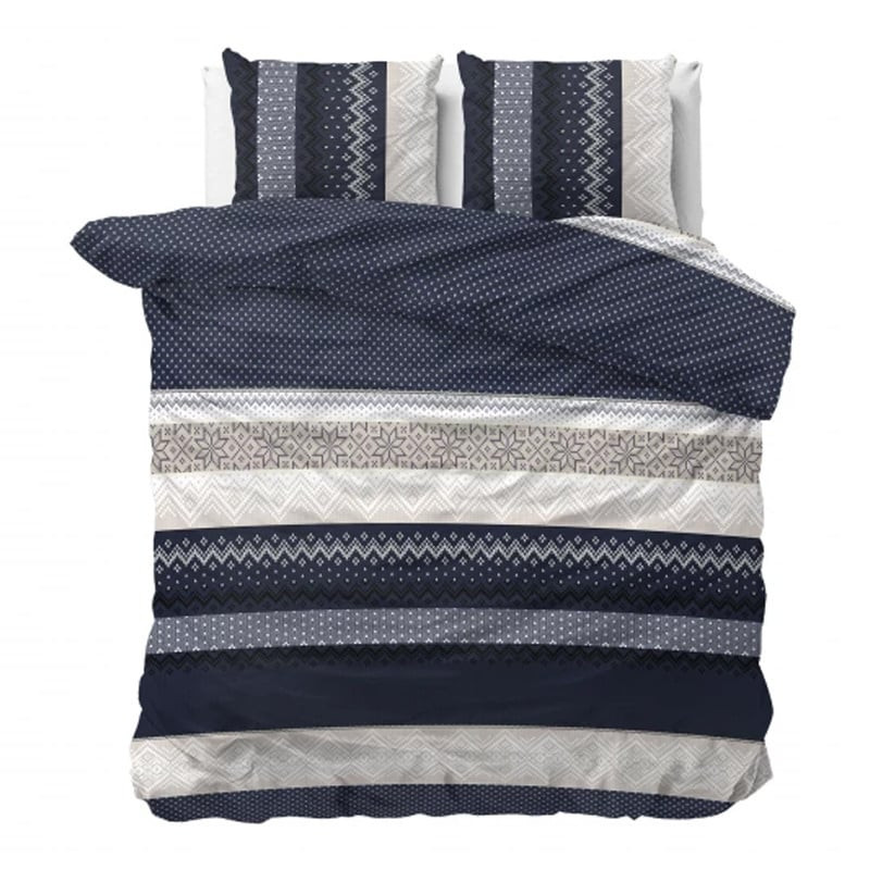 Dekbedovertrek Elisabeth - Lits-Jumeaux (240x220 cm) - Navy Polyester-katoen - Dessin: Patroon - Sleeptime - Dekbed-Discounter.nl