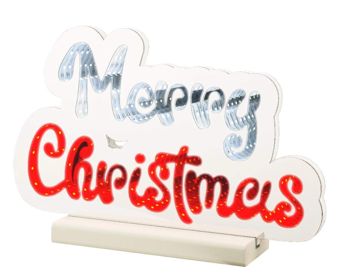 Kaemingk Infinity light LED Merry Christmas 20x32.4x32cm Wit/Rood