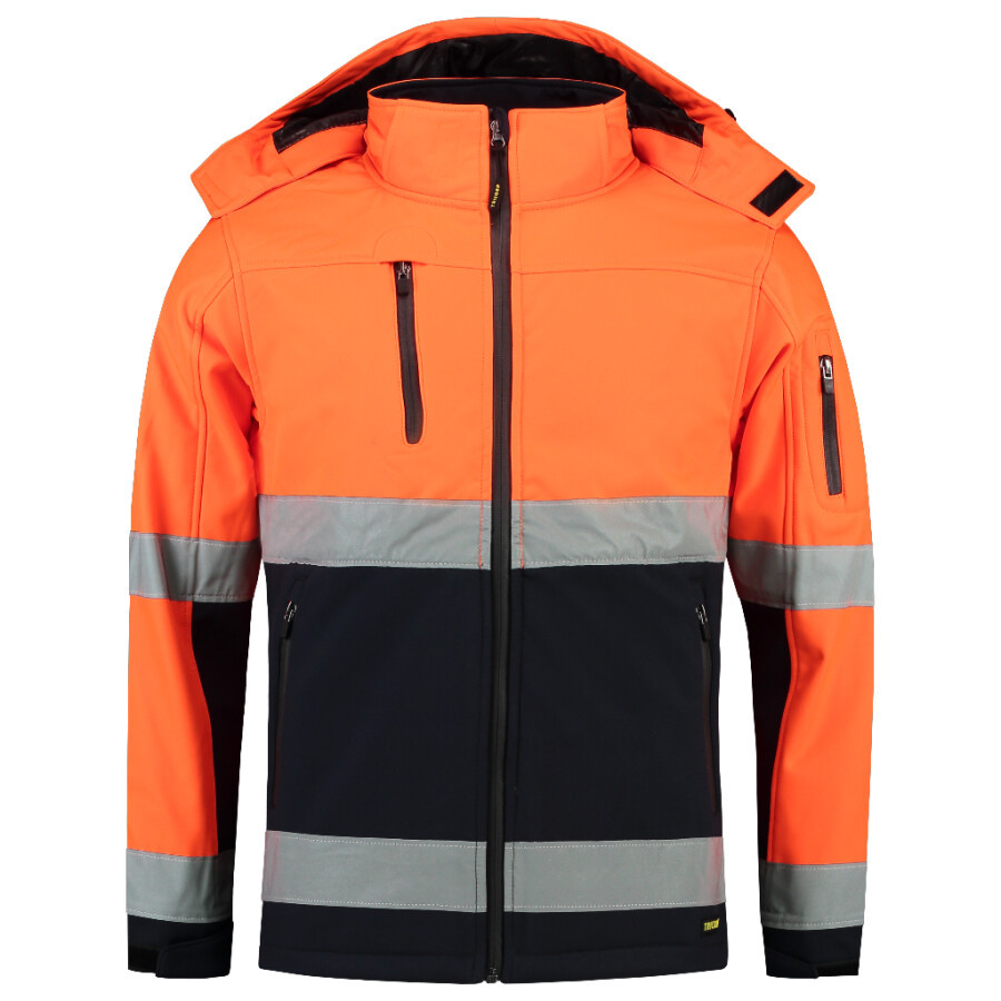 Tricorp softshell jack - Bi-color - Safety - 403007 - fluor oranje/marine blauw - maat XXL