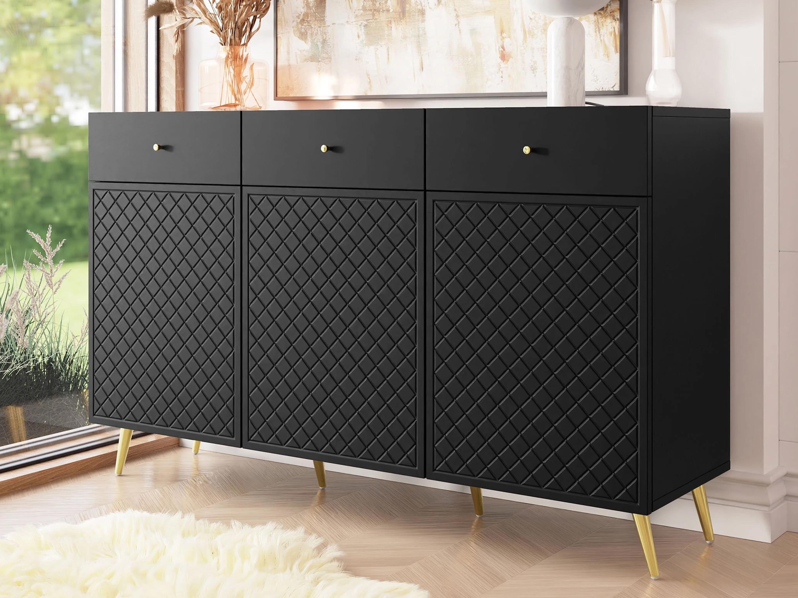 Dressoir TENESSA 3 deuren 3 lades zwart