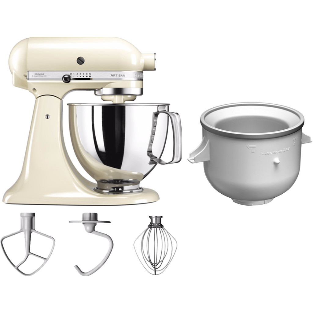 KitchenAid Artisan Mixer 5KSM125 Amandelwit + Roomijsmaker