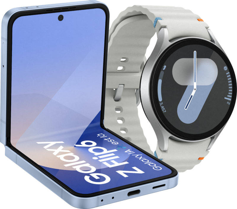 Samsung Galaxy Z Flip 6 256GB Blauw 5G + Samsung Galaxy Watch 7 Zilver 44mm