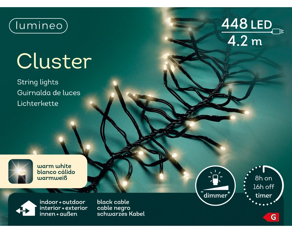 Lumineo clusterverlichting 4.2m 448led warm wit