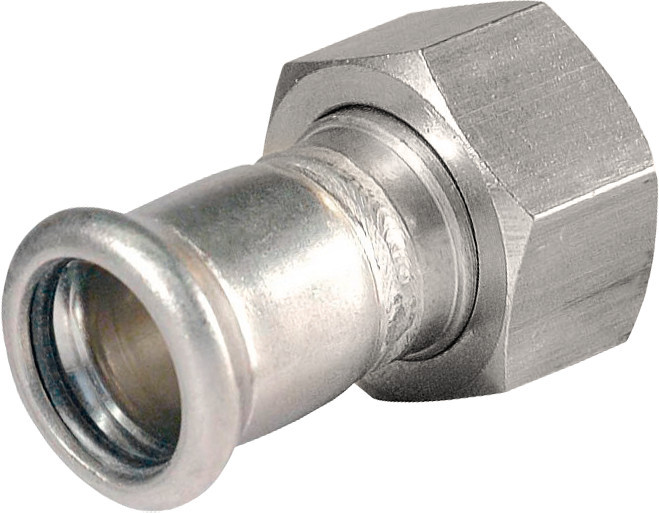 Bonfix Pressfitting RVS 316L Wartelkoppeling 1-1/2" x 35 - met vlakke dichting - binnendraad (G) x press - (m-profiel) - 202835