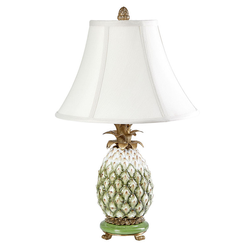 Настольная лампа с каркасом и декором в виде ананаса из фарфора и бронзы Pineapple Lamp