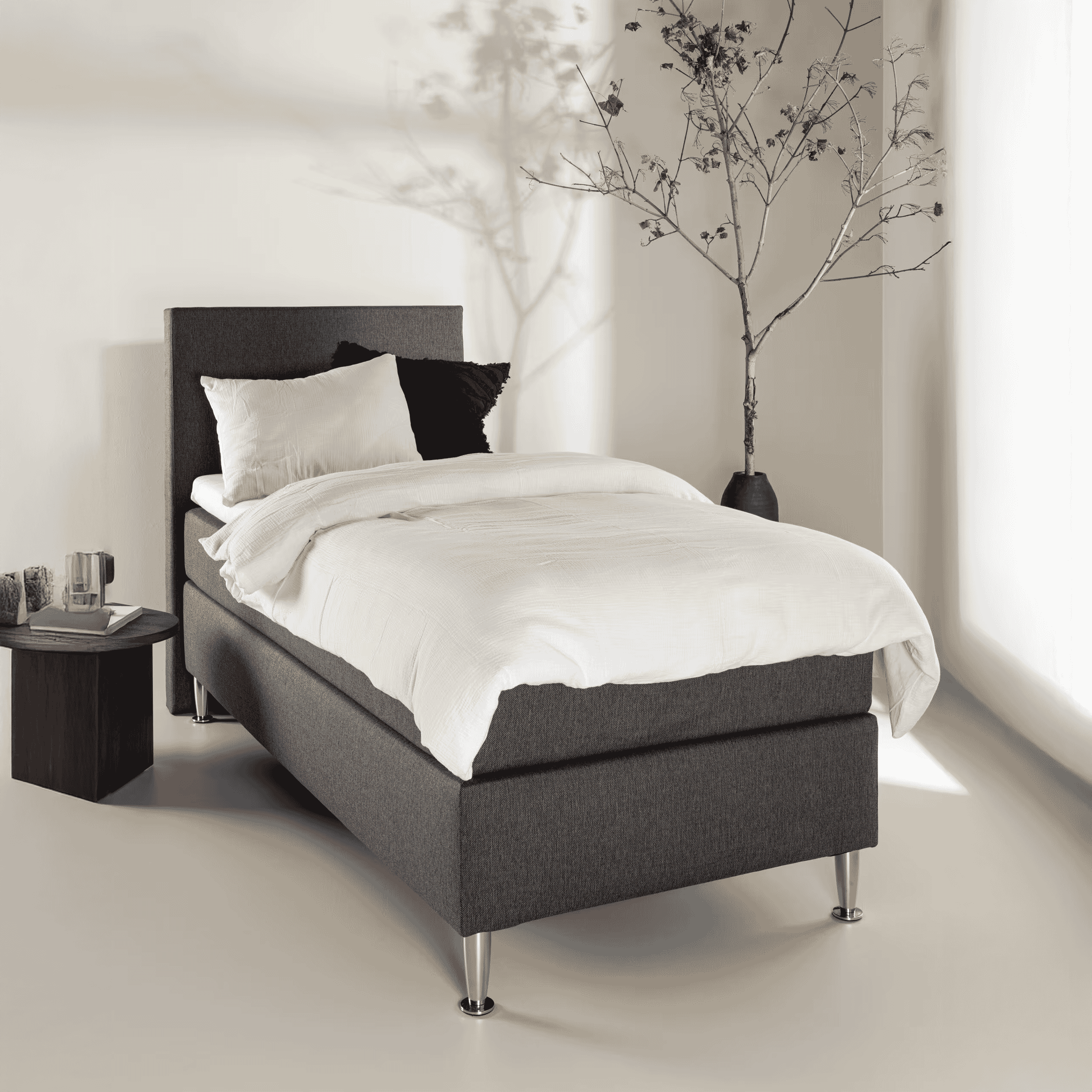 Nohr Bed Jacquise 90 x 200cm - Donkergrjis