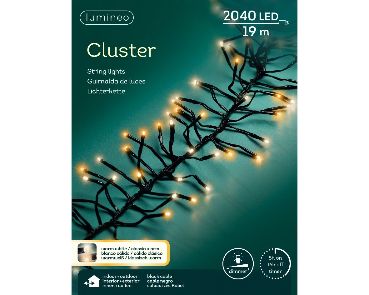 Lumineo Clusterverlichting 19m 2040led Warm wit/ Klassisk warm