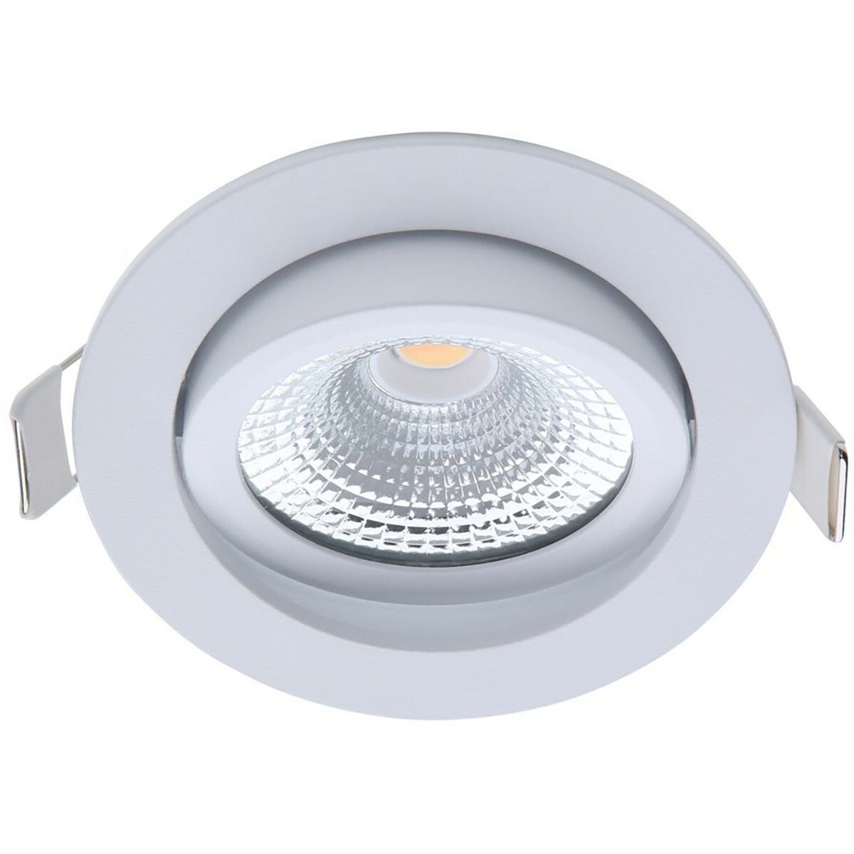 EcoDim - LED Spot - Inbouwspot - ED-10070 - 5W - Waterdicht IP54 - Dimbaar - Natuurlijk Wit 4000K - Mat Wit - Aluminium - Rond - Kantelbaar