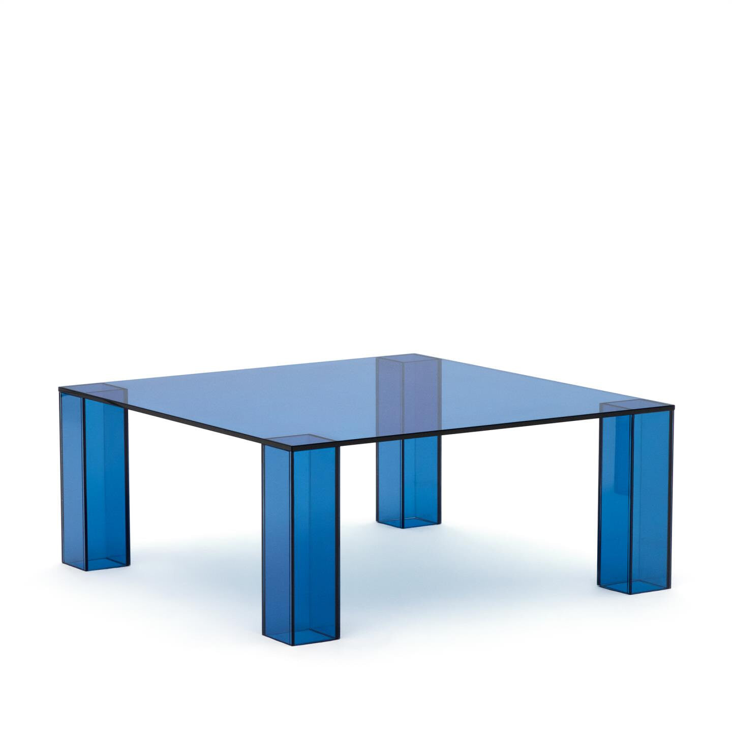 Kave Home Salontafel Adularia Glas - Blauw - Vierkant