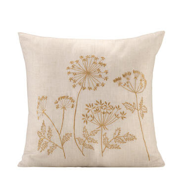 Sierkussen Fleur - ecru/goud - 45x45 cm - Leen Bakker