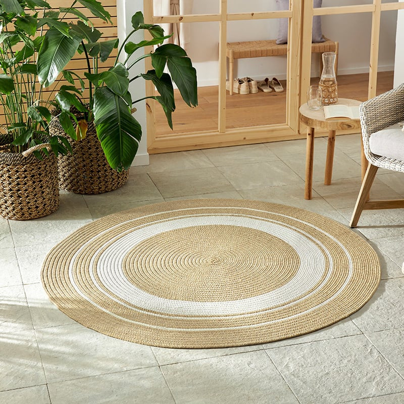 Jute Vloerkleed Braids Beige - NORTHRUGS - Rond - Dekbed-Discounter.nl