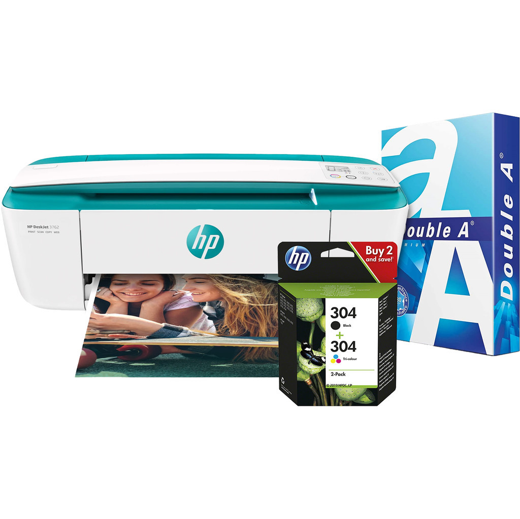 HP Deskjet 3762 + 1 set extra inkt + 500 vellen A4 papier