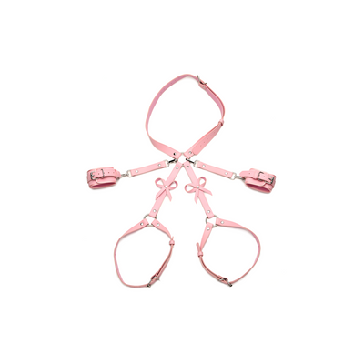 XR Brands Bondage Harness with Bows - XL/2XL - Pink