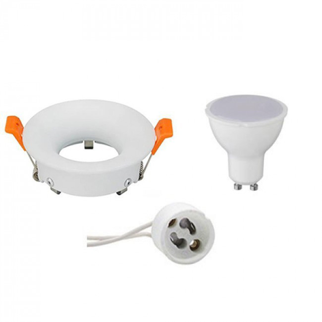 LED Spot Set - Aigi - GU10 Fitting - Inbouw Rond - Mat Wit - 8W - Warm Wit 3000K - Ø85mm