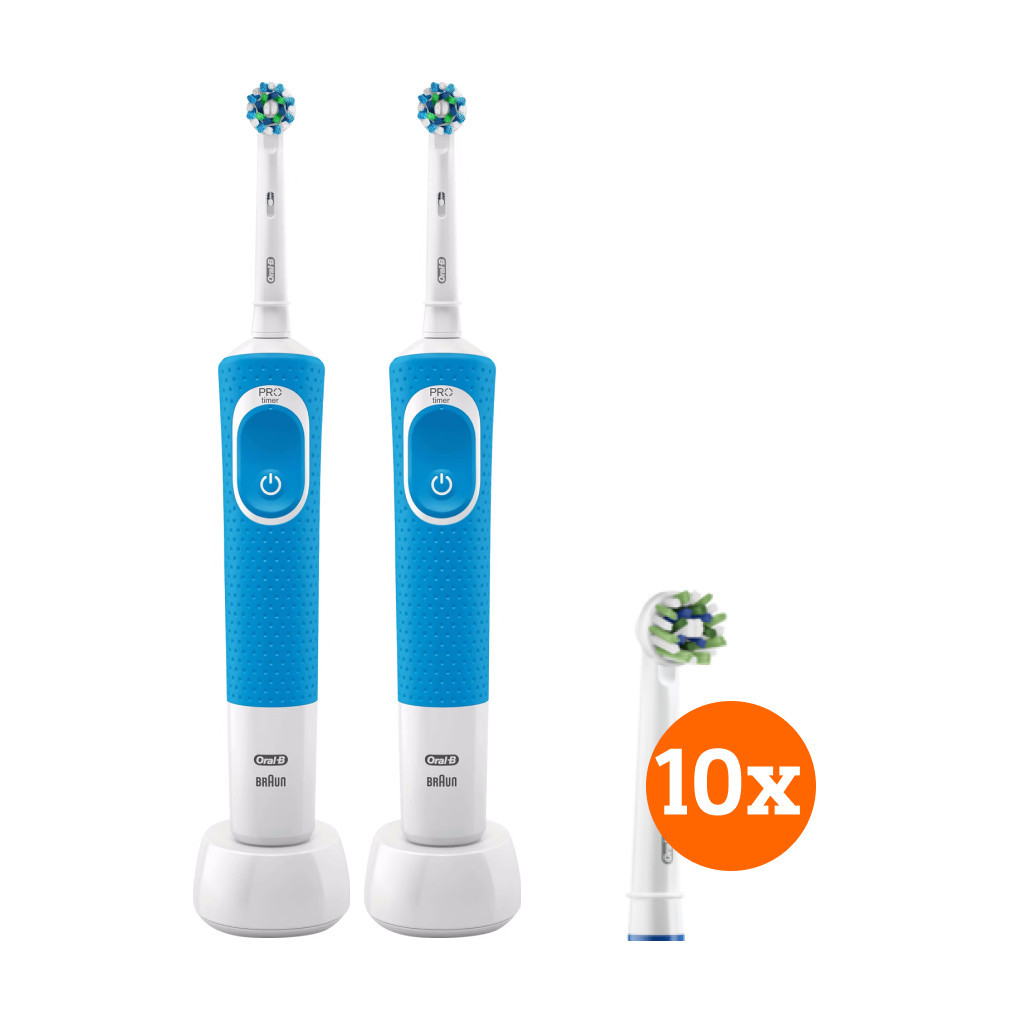 Oral-B Vitality 100 Blauw Duopack + CrossAction opzetborstels (10 stuks)