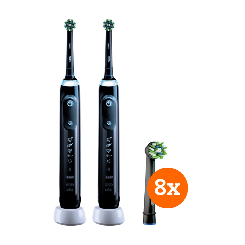 Oral-B Genius X Zwart Duo Pack + CrossAction opzetborstels (8 stuks)