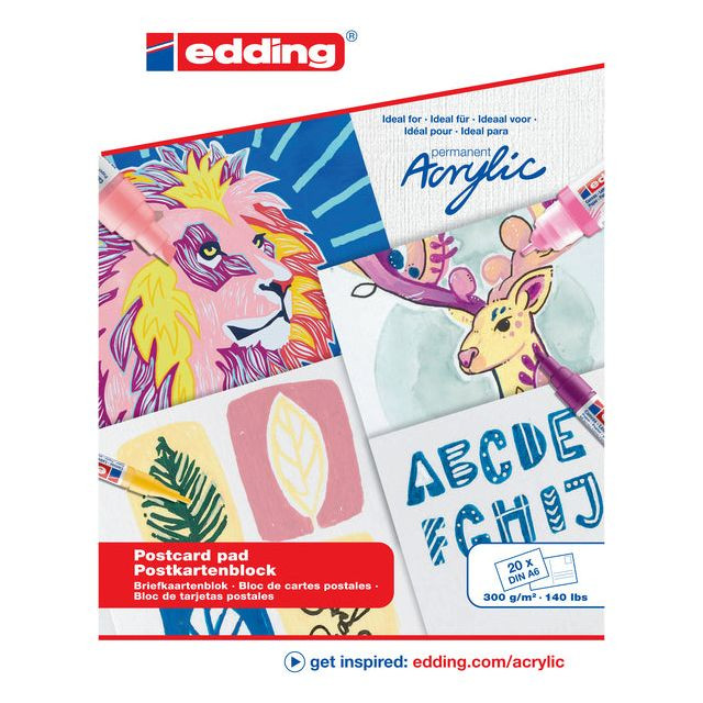 Olie-acrylblok edding 30010 a6 20 vel 300gr wit | 28 stuks