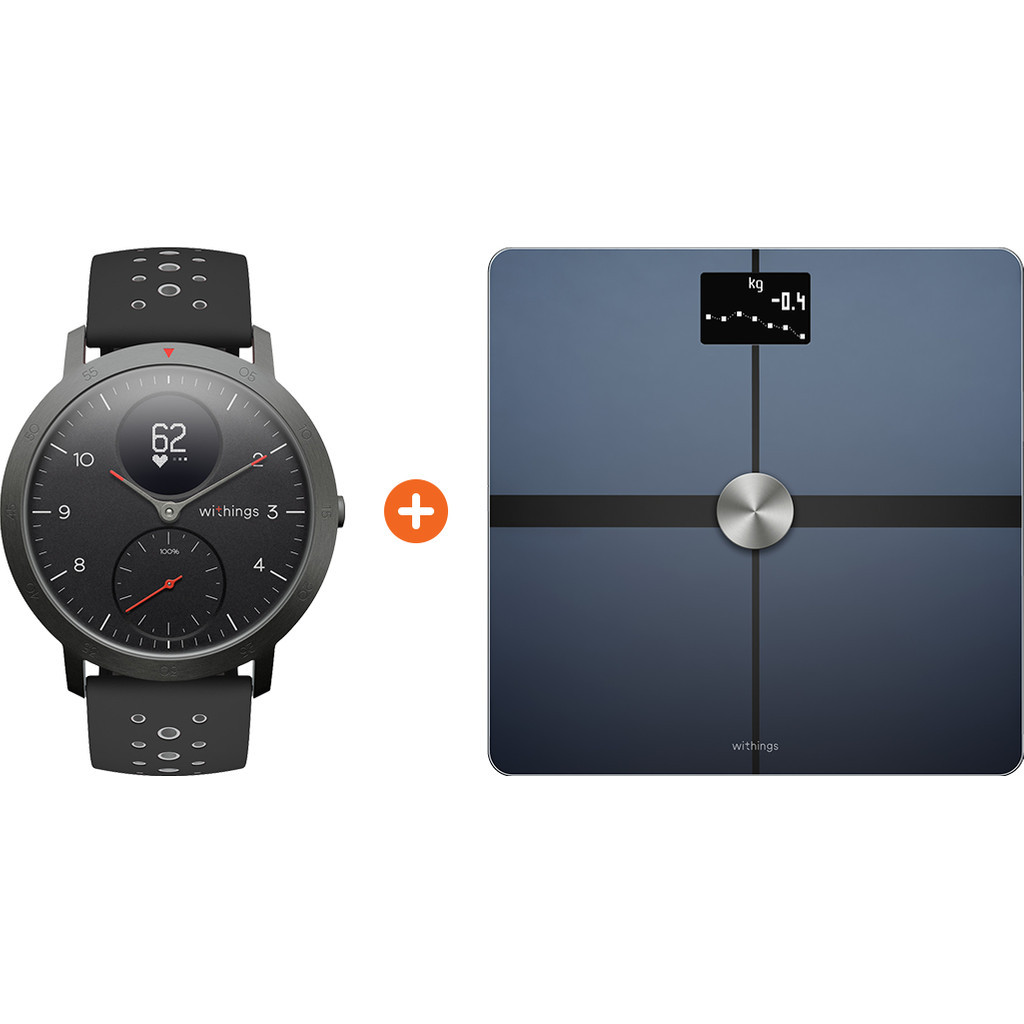 Withings Steel HR Sport Zwart + Withings Body + Zwart