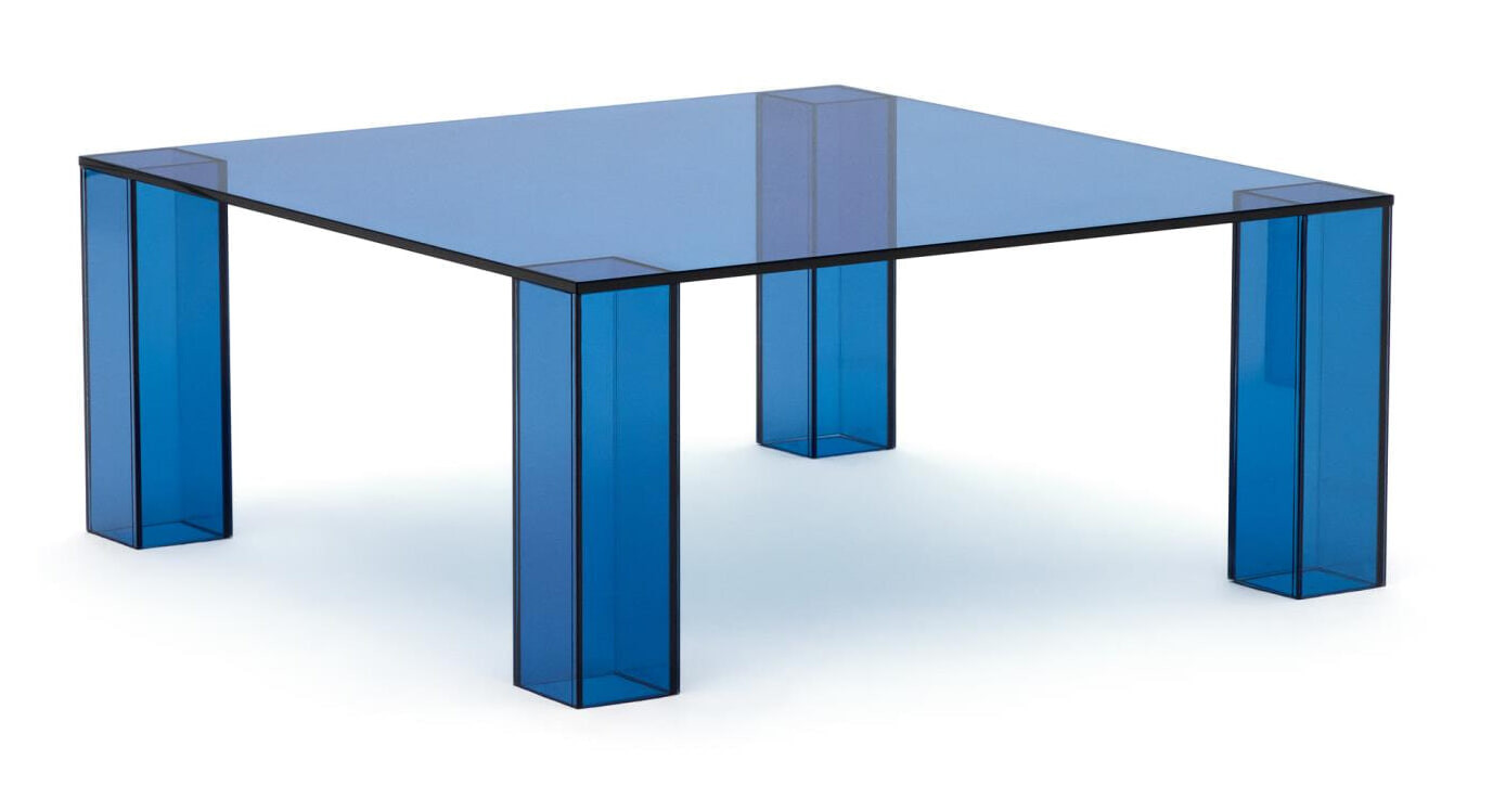 Kave Home Salontafel Adularia Glas - Blauw - Vierkant