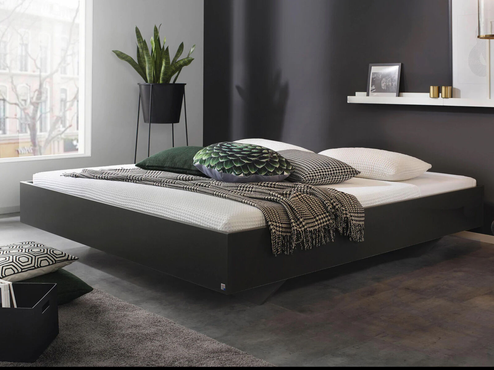 Bed IXANA 180x200 cm metaalgrijs zonder hoofdeinde