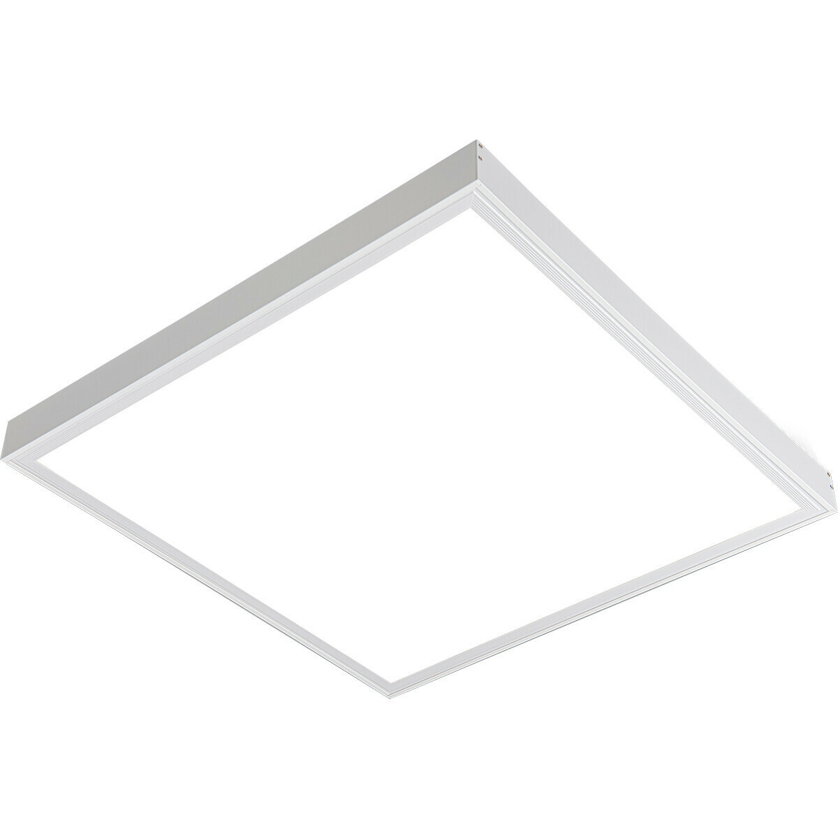 LED Paneel met Stekker - Aigi Leny - 60x60 - Helder/Koud Wit 6000K - 32W - 3840lm - 120lm/W - High Lumen - Opbouw - Vierkant - Mat Wit - Flikkervrij