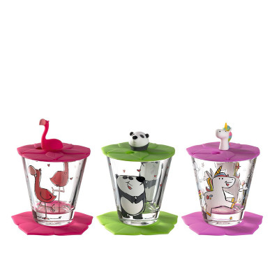 Leonardo Bambini Kinderdrinkset unicorn, panda en flamingo, 9 delig