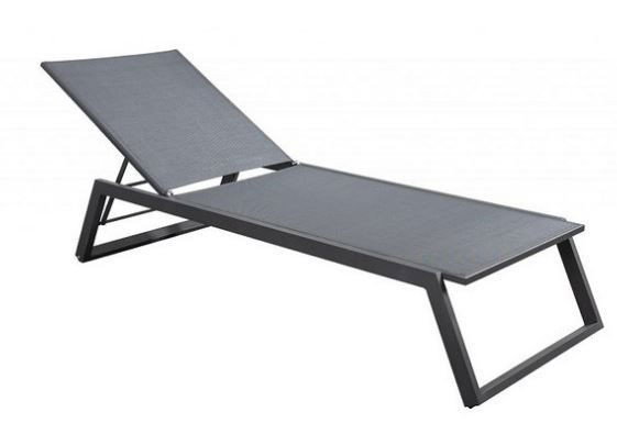 Mizu stackable lounger alu dark grey/carbon textilene - Yoi