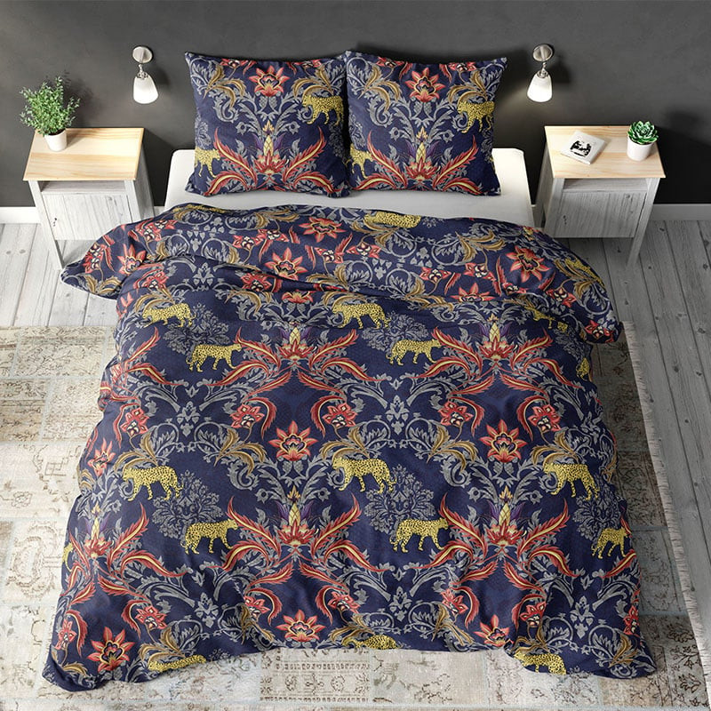 Dekbedovertrek Belle - Tweepersoons (200x200 cm) - Meerkleurig Polyester-katoen - Dessin: Dieren - Sleeptime Elegance - Dekbed-Discounter.nl