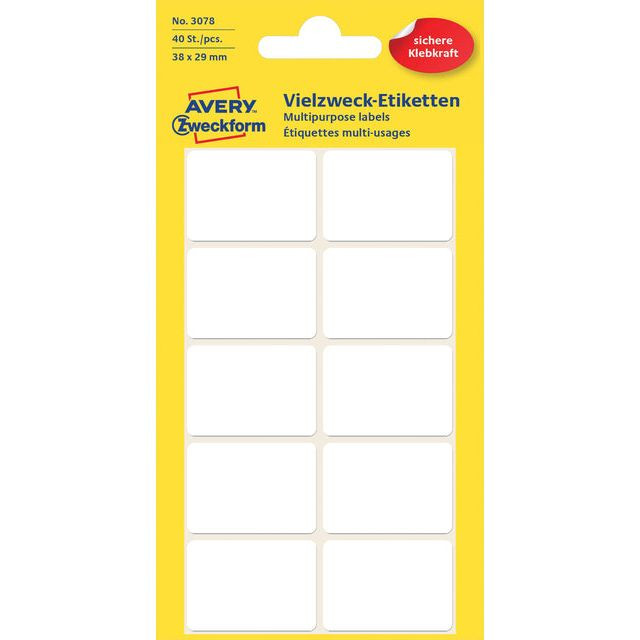 Etiket Avery Zweckform 3078 38x29mm wit 40stuks | Pak a 5 vel