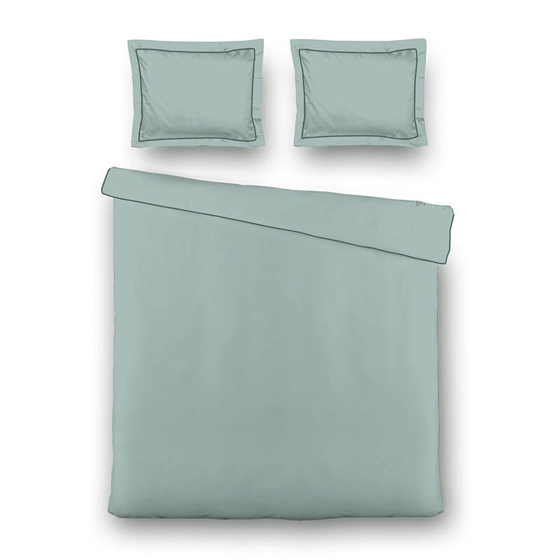 Dekbedovertrek Hotel Piping - Tweepersoons (200x220 cm) - Groen Microvezel - Dessin: Effen - Luna Bedding - Dekbed-Discounter.nl