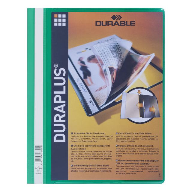 Snelhechtmap Durable Duraplus A4 groen | 25 stuks