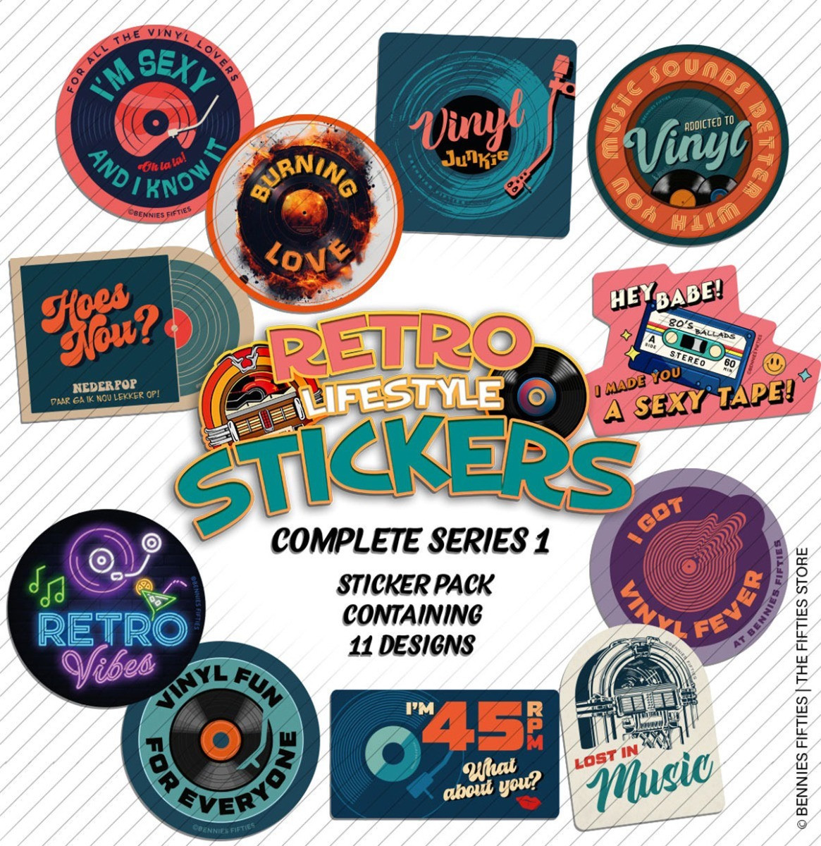 Retro Lifestyle Stickers Complete Series 1 Sticker Pack (11 st.)