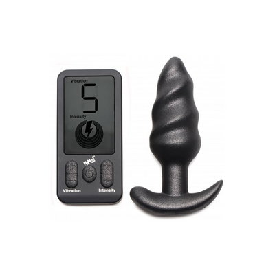 XR Brands Vibrating Silicone Swirl Plug with Remote Control and 25 Speeds