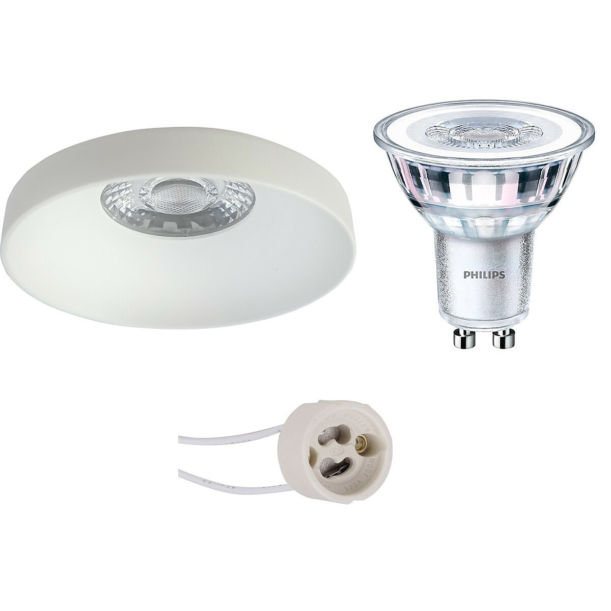 LED Spot Set - Pragmi Vrito Pro - GU10 Fitting - Inbouw Rond - Mat Wit - Ø82mm - Philips - CorePro 840 36D - 4W - Natuurlijk Wit 4000K - Dimbaar