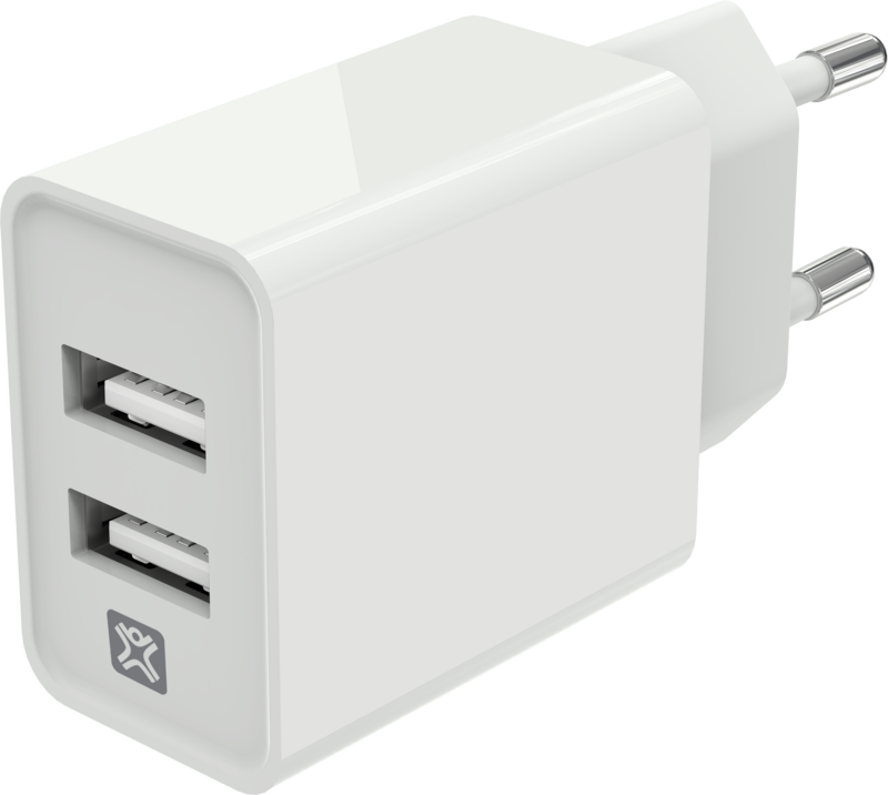 XtremeMac Oplader met 2 Usb A Poorten 12W Wit