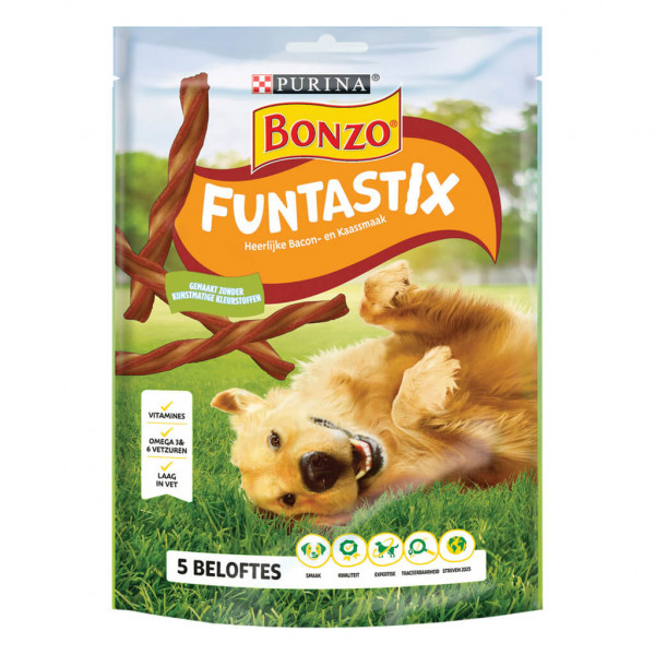 Purina Bonzo Funtastix hondensnacks met bacon- en kaassmaak (175 gr) 3 verpakkingen