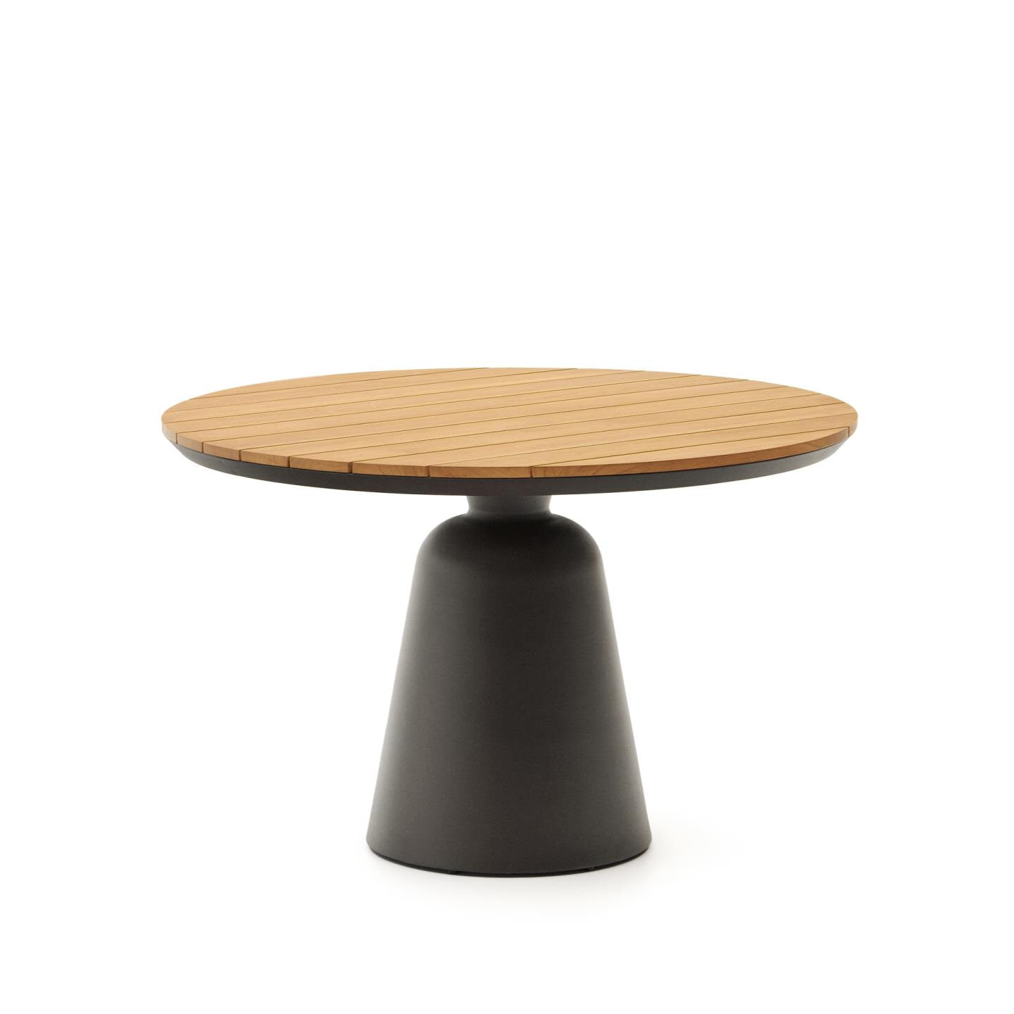 Kave Home Ronde Eettafel Tudons Teakhout, 120cm - Donkergrijs