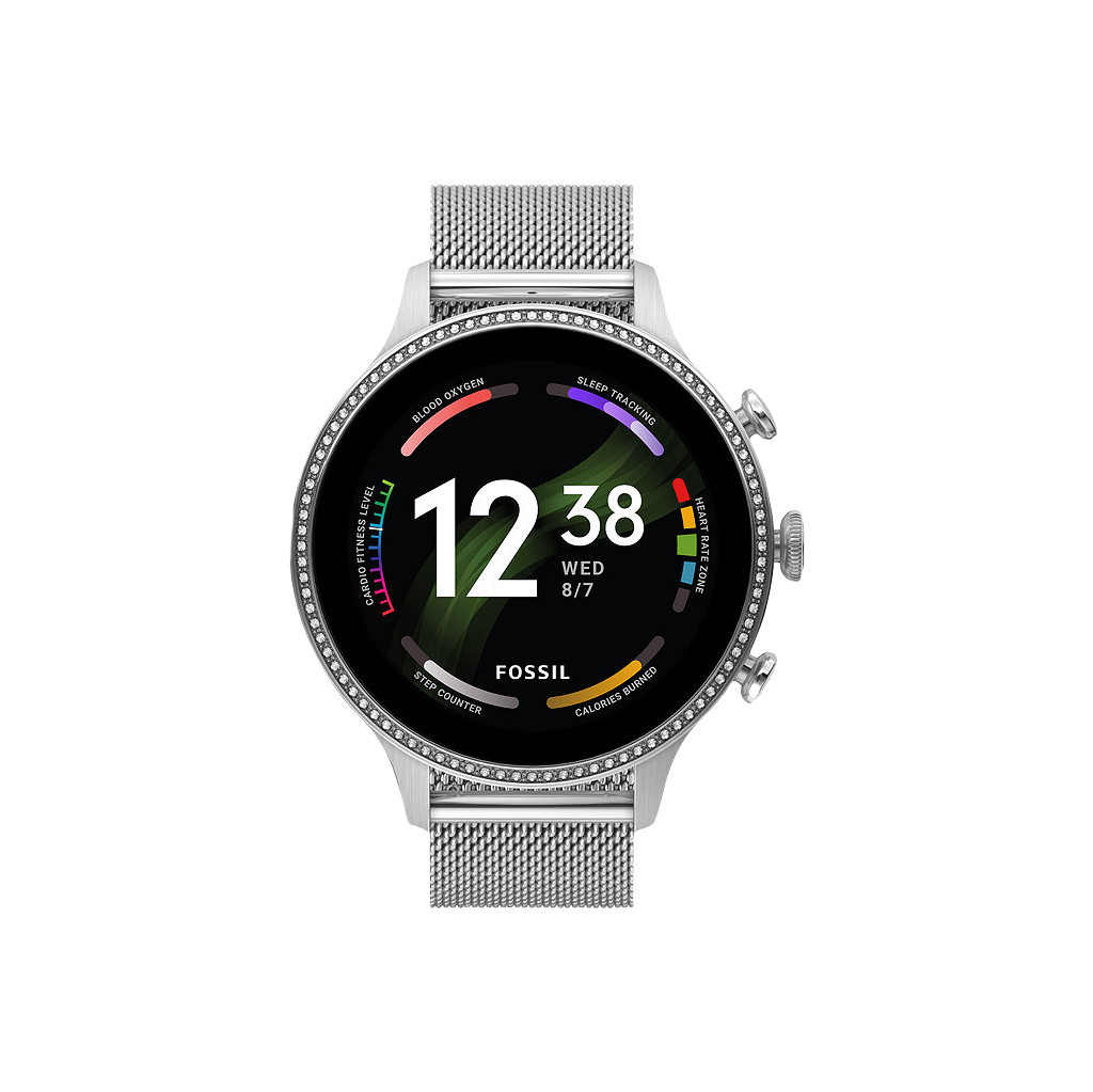 Fossil Gen 6 Display FTW6083 Zilver/Milanees Bandje Zilver 42mm