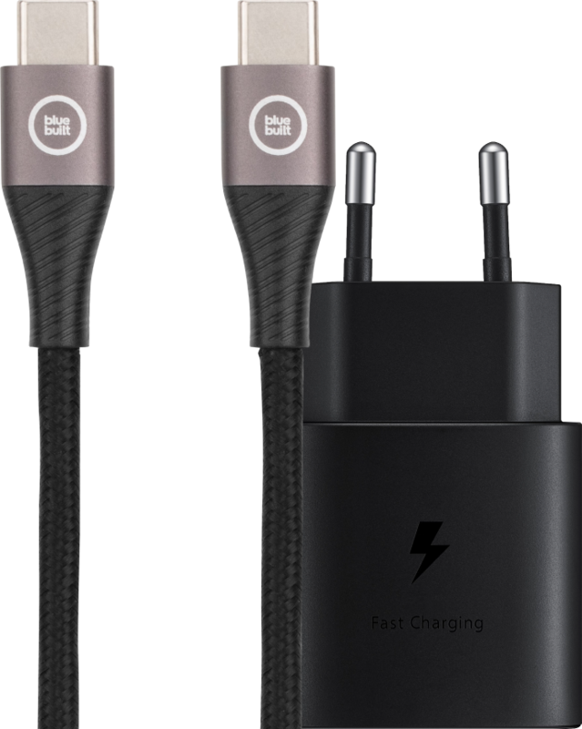 Samsung Super Fast Charging Oplader 25W + BlueBuilt Usb C naar Usb C Kabel 1,5m Nylon