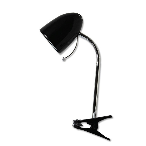 LED Klemlamp - Aigi Wony - E27 Fitting - Flexibele Arm - Rond - Glans Zwart