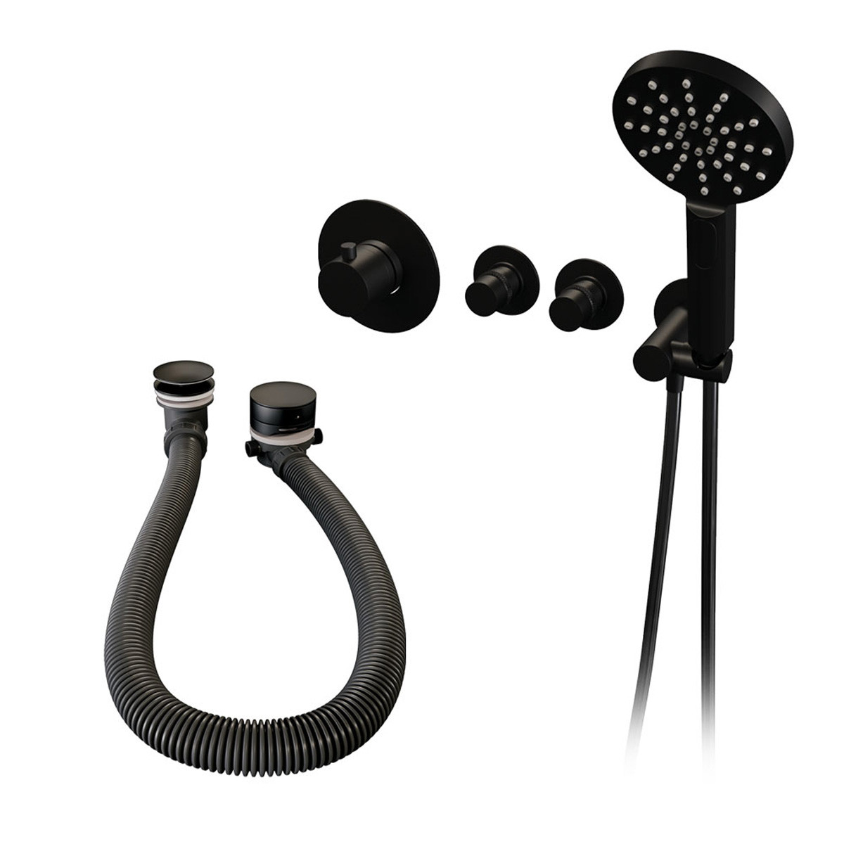 Brauer Black Edition inbouw badkraan met badvulcombinatie en 3 standen handdouche zwart mat