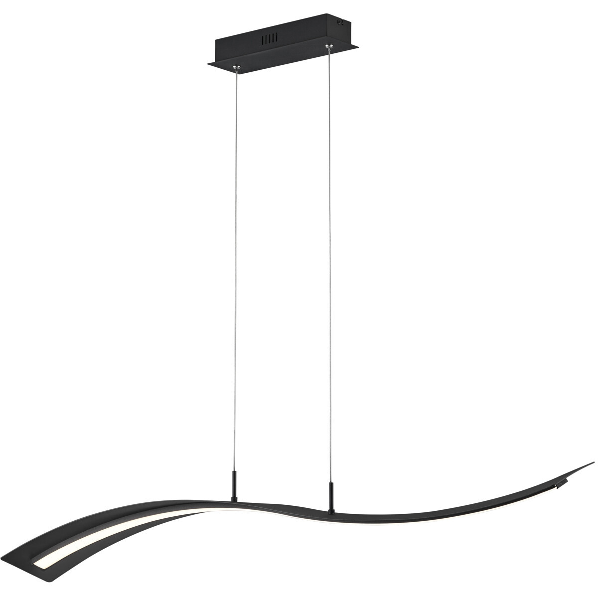 LED Hanglamp - Trion Salerna - 35W - Warm Wit 3000K - Dimbaar - Rechthoek - Mat Zwart - Aluminium