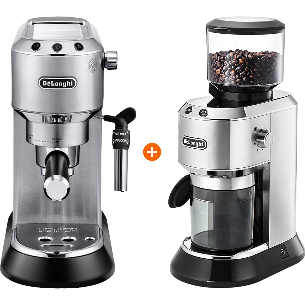 De'Longhi EC685.M Dedica Zilver + Koffiemolen