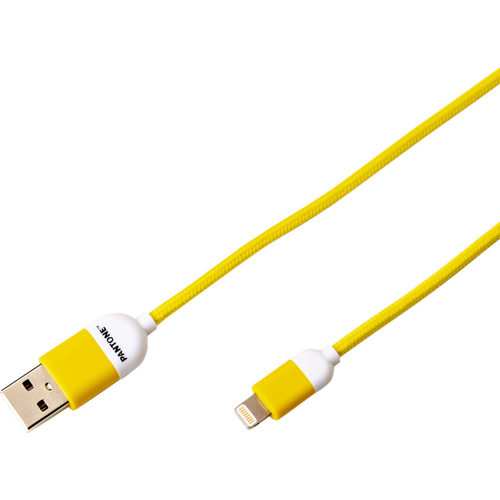 Pantone Usb A naar Lightning Kabel 1,5m Nylon Geel