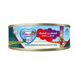 Renske rund met eend nat hondenvoer (blik 95 gr) 1 tray (24 x 95 g)