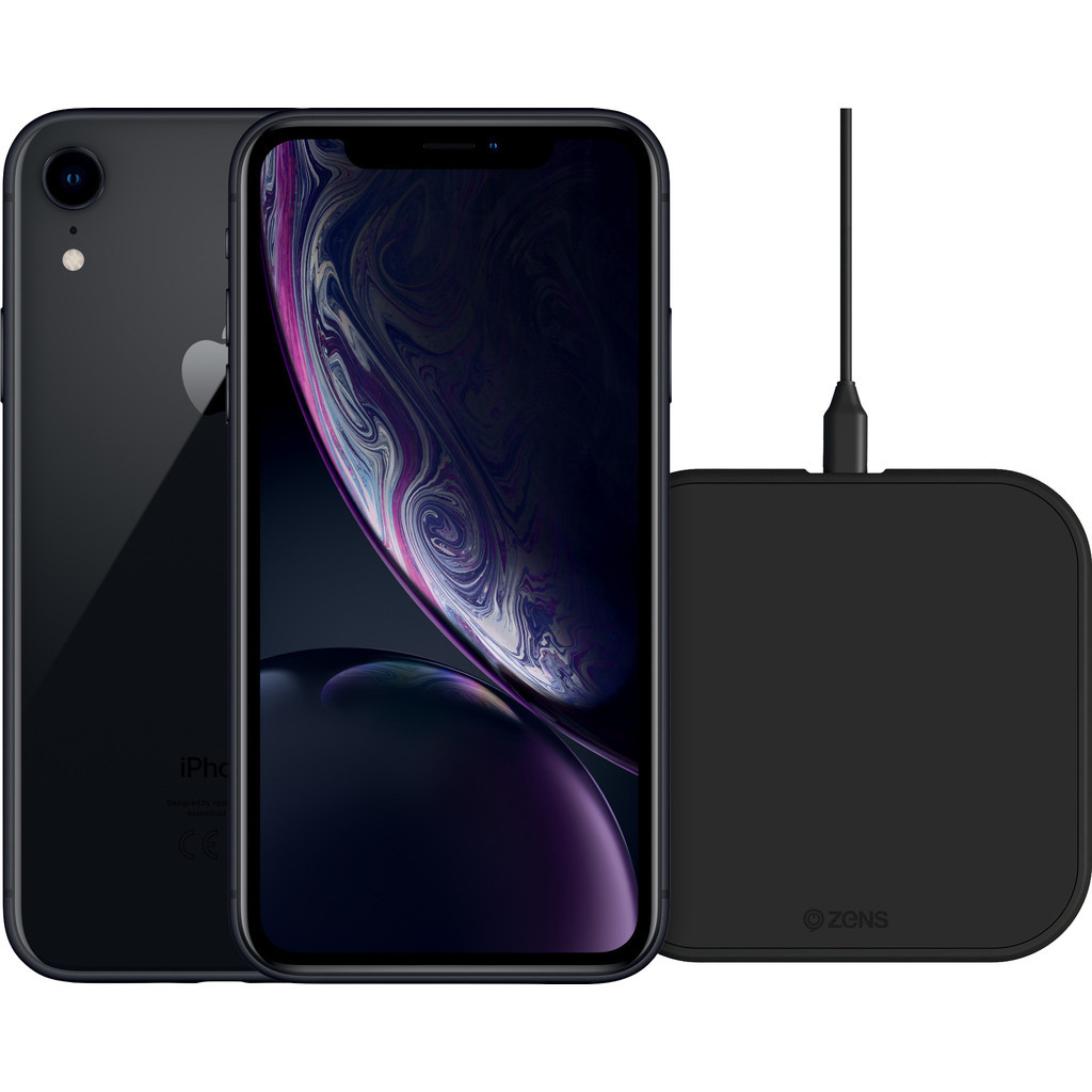 Refurbished iPhone Xr 64GB Zwart + ZENS Draadloze Oplader 10W Zwart